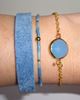 Billede af Armbånd med guldindfattet blå chalcedon