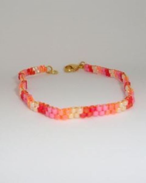 Sweet mango, delica armbånd, perler, beads, rød, pink, lyserød, gul, orange, armbånd, smykker, accessories, accessory