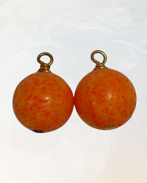 øreringe, forgyldt, design selv, 10 mm, koral, orange koral, halvædelsen, smykke, smykker, dansk design, håndlavet, håndlavede smykker