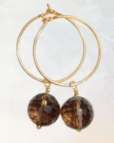creol, røgkvarts, øreringe, smykker, accessories, accessory, håndlavede smykker, guld, guldsmykker, forgyldt